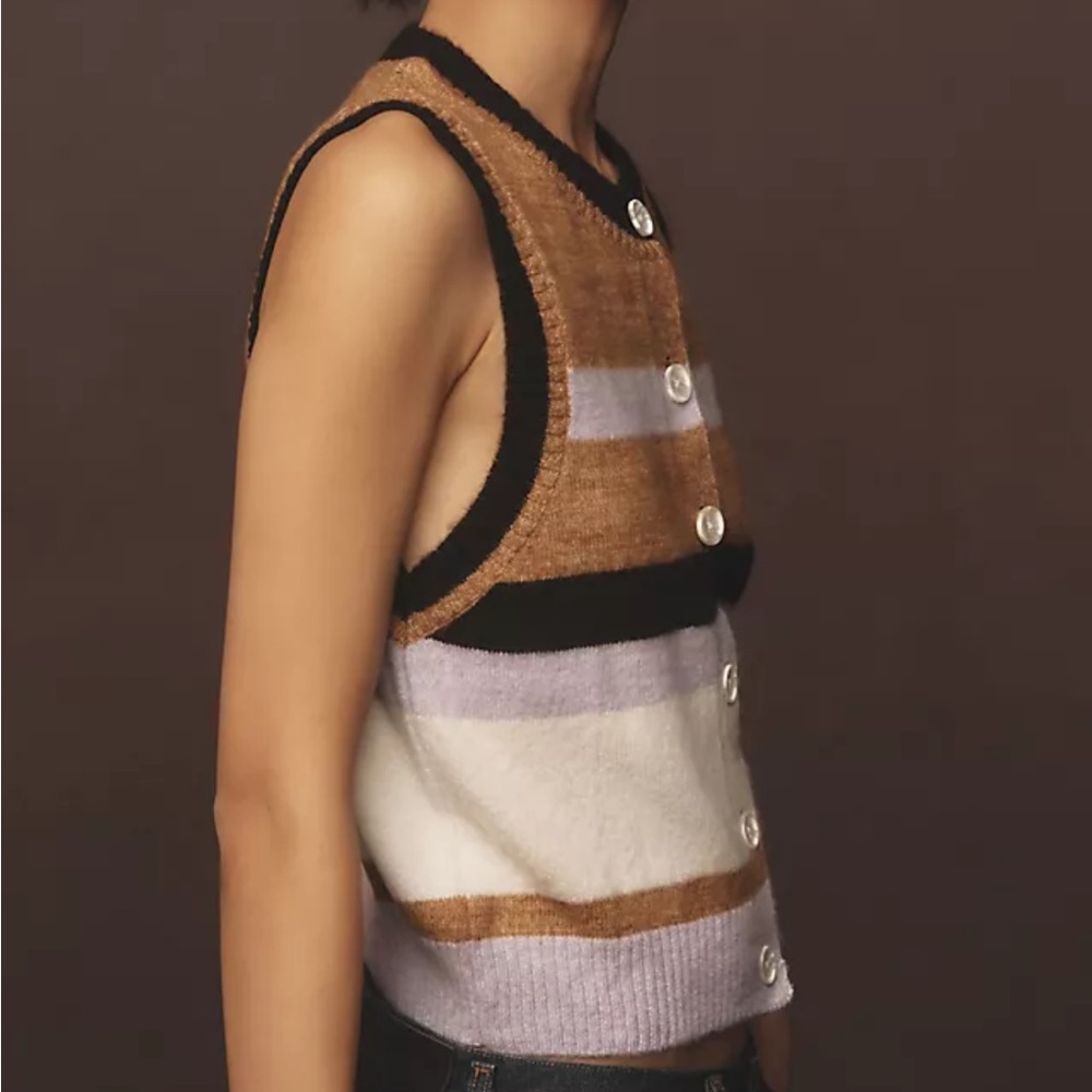 Maeve Tan and Black Knit Vest xs - Picture 3 of 7